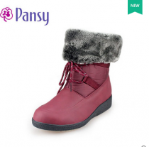 Pansy新款日本冬保暖加绒中筒靴子4596