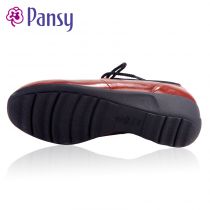 Pansy 日本圆头系带坡跟妈妈鞋4315